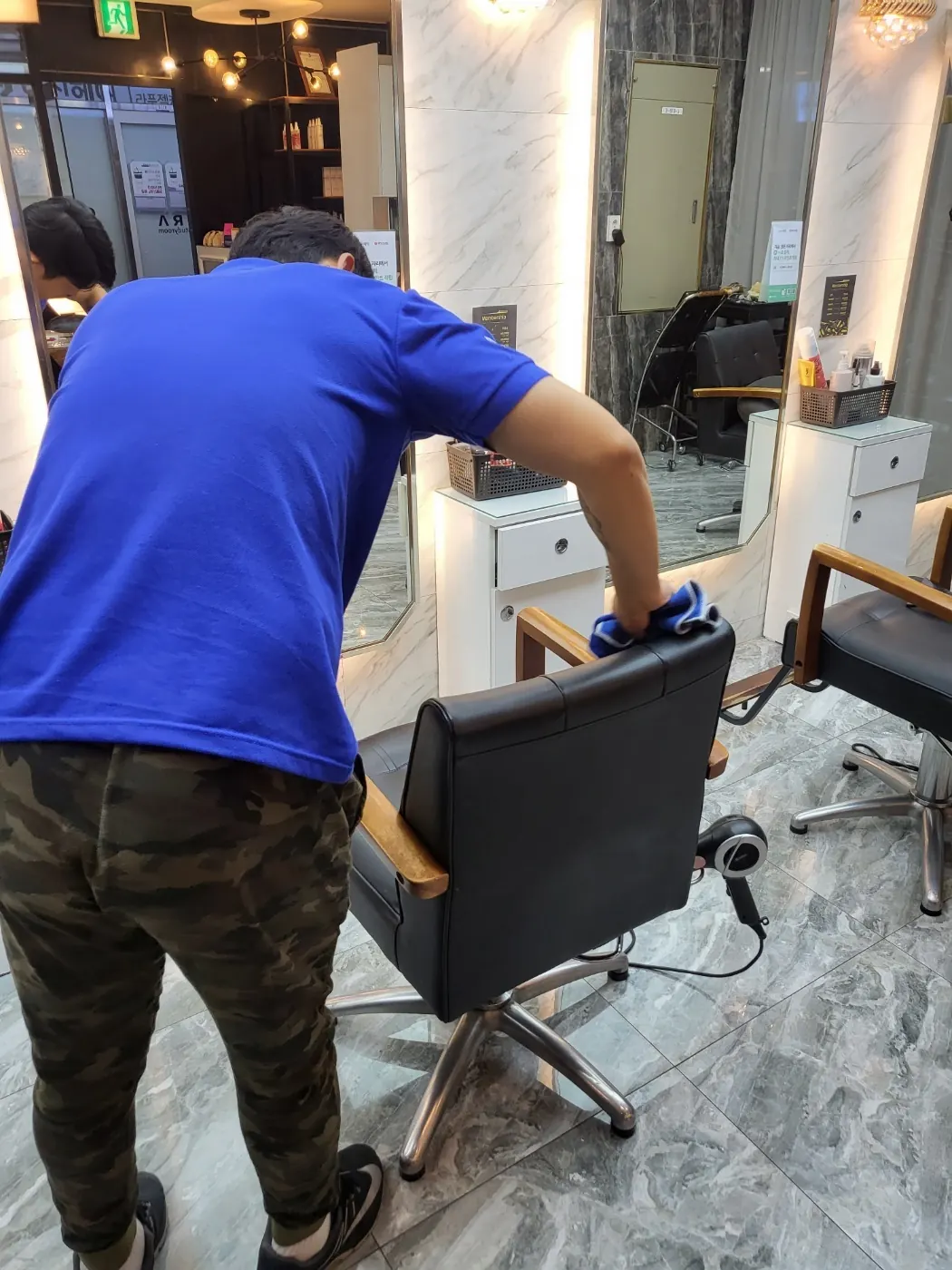 세정 진행 — 덕남동 미용실청소 현장