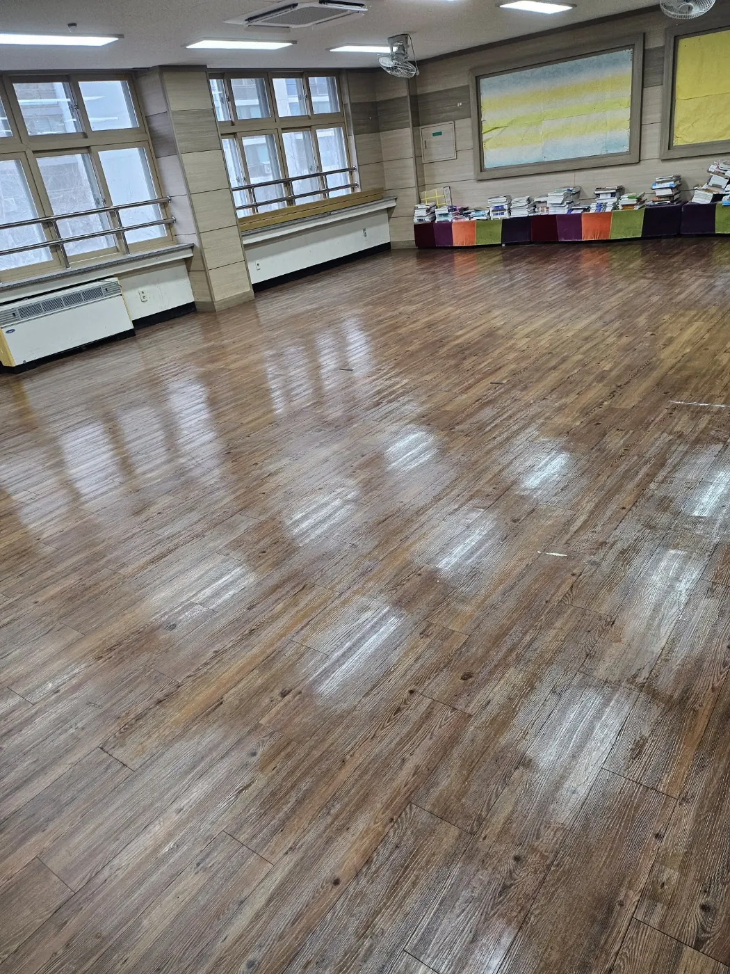 왁스 재코팅 — 도천동 학교청소 현장
